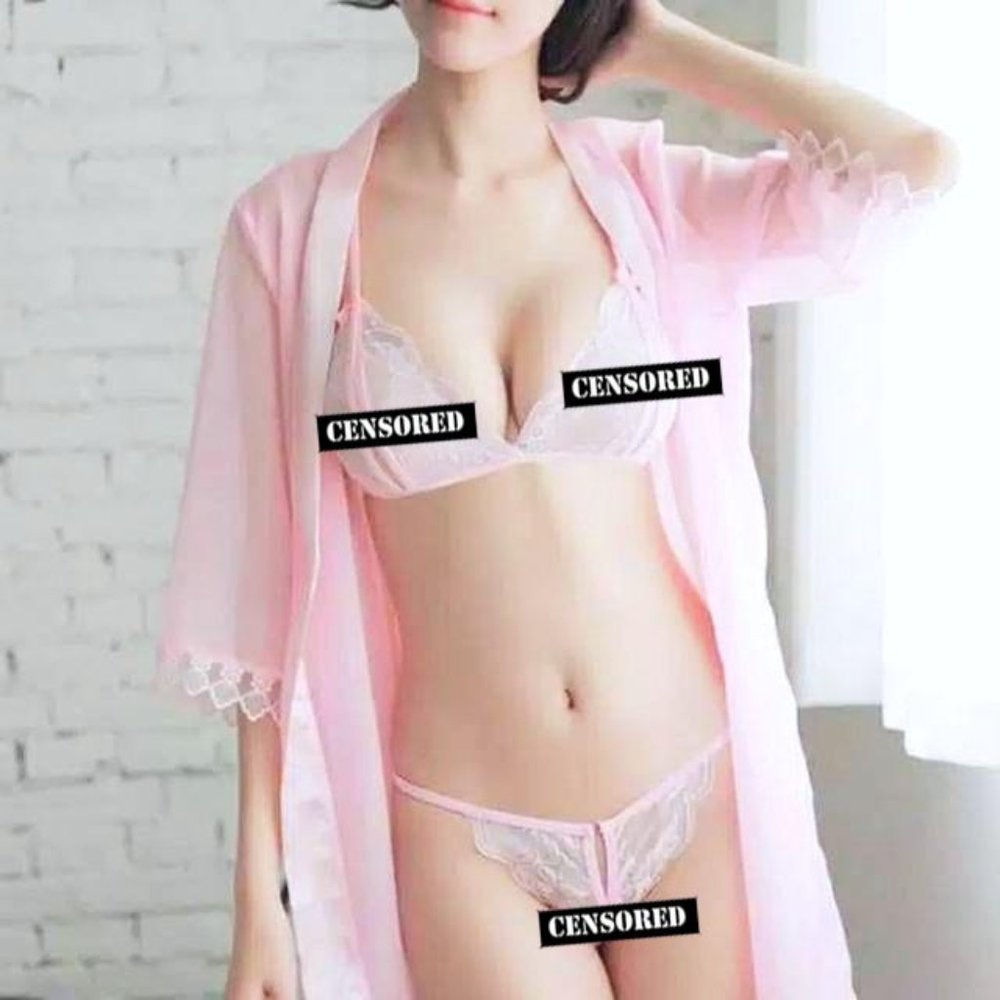 [NEW] Blackpink Lingerie Set Bra and G-String Transparent Ribbon Flower